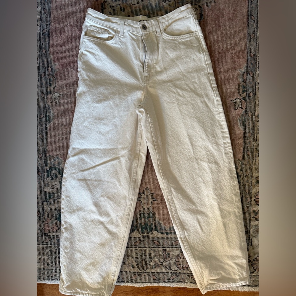 COS Cream Wide Leg Cropped Jeans